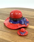 Porcelain Hinged Trinket Box Red Hat  2
