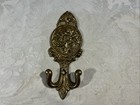 Vintage French Wall  Brass Hook  Floral Rose Garment Towel  Key Baroque 5 25   