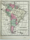 2 Antique Maps South America   West Indies  Steel Engraving Colored 1866