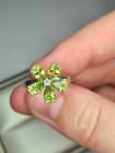 2 10 Ct Hebei Peridot   Moissanite Floral Ring 925 Sterling Silver Size L
