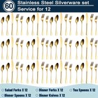 20pcs Stainless Steel Golden Silverware Set - Heavy Duty Commercial Silverware
