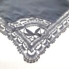 Vintage Gray Silk Handkerchief Hankie W  Tatted Lace Edges 9  Square