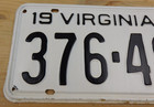 Vintage Original 1965 Virginia License Plate  376-497