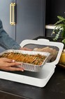 9x13 Inch White Foil Pan Carrier With Handle Disposable Baking Pan Tray 1-count