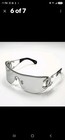 Chanel Ch9579b Shield Sunglasses Silver Rimless Frame Grey Lens Cc Crystal Logo