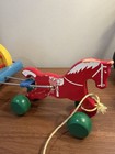 Vtg Antique 1940 s Swedish Brio Wooden Horse Pull Toy