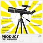 70mm Aperture 400mm Az Mount Astronomical Refracting Telescope 300x High Tripod