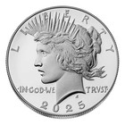 2025-s Proof  1 Peace Silver Dollar Box  Ogp   Coa