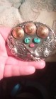 Men s Western Oval Eagle Wings Belt Buckle Silver Gold Turquoise Red Stone