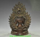 10   Old Tibet Bronze Gilt 4 Arms Chenrezig Buddha Avalokiteshvara Buddha Statue