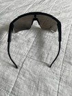 Shield Cycling Sunglasses Wraparound Black Plastic Frame Blue Mirrored Lens