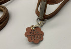 Vintage Leather And Metal Small Dog Pet Harness And Leash With License Tag 1947