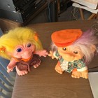 Dam Things Vintage 1964 Troll Dolls Lot Of 2 12in Vinyl Yellow Hair