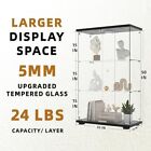 Glass Display Cabinet 3-shelf With 2 Doors And Led Light Glass Bookcase Black