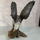 Vintage Carved Wooden Eagle Hawk Hand Painted Carving Figurine Branch Decor