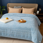 Luxury Soft Warm Fleece Blanket King  Heavy 2-ply Plush Winter Bedding Blue