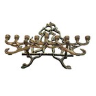 Vintage Brass Menorah Candle Holder 9 Arm With Fire Flame Judaica Design