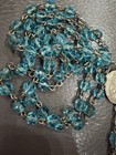 Vtg Afco Sterling Silver Rosary With Blue Glass Beads Missing Crucifix