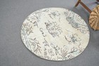 Turkish Vintage Rug  4x4 Ft Rug  White Patchwork Wool Rug
