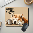 Akita Mouse Pad But First Coffee Mousepad Dog Office Desk Mat Handmade