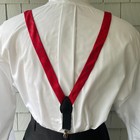 80s Vintage Red Patterned Silk German Made Mens Clip Suspenders 39  Max