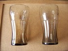 Coke Coca-cola Shaped Glasses Two Brown Contour