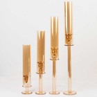 4 Gold Crystal Hurricane Taper Candle Holders Cylinder Glass Shades Party Event
