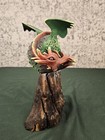 Handcraved Wooden Dragon Perched On Log 8x13 