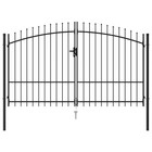 Vidaxl Woerden Double Door Fence Gate Black Powder Coated Steel Garden Gate Gate