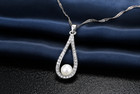925 Sterling Silver Cz Crystal Water Drop Pearl Jewelry Set For Women Gift
