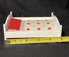 Vintage Lundby Dollhouse Furniture Red   White Bed And Curtain Set Htf  Read