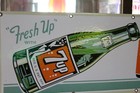 Rare 7up Soda Pop Dealer Porcelain Metal Sign Bottle With Girl Fresh Up Coke