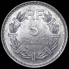 France   1947   5 Francs   Open 9 Variety   Au  unc   World Coin        W- 502a       