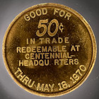 1870-1970 Orange City Iowa Centennial Souvenir 50 Cent Coin Trade Token 34mm