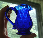Early Pattern Mold Blown Cobalt Creamer Stiegel Type 24 Rib 12 Diamond Pontiled