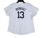 Majestic New York Yankees Alex Rodriguez 13 Jersey Womens Xl White Pinstripe Mlb