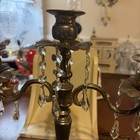 Vintage Three-arm Silver Plate Candelabra With Crystal Prisms- Gorgeous 