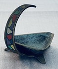 Vintage Dayag Israel Brass Verdigris Catchall Dish Mcm Mid Century Modern 1950s