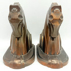 Vtg Art Deco Horse Head Bookends Cast Metal Bronze Copper Equestrian Pair 2pc