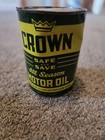 Vintage Crown All Season Motor Oil Can 1 Quart All Metal Full Sealed Nos