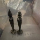 Vintage Silver Metal Salt   Pepper Shakers Set  2-piece Novelty Pair