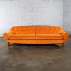 Mid-20th Century Mcm Adrian Pearsall Style Gondola Sofa Orange Velveteen Fabric