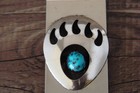 Navajo Indian Sterling Silver Turquoise Bear Paw Money Clip
