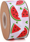 Watermelon Satin Craft Ribbon 40 Yards Red Green Black Fruit Printed Themed Deco