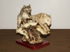 Vintage 11  L 10  High 2 Wolves Resin Statue