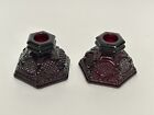 2 X Vintage Avon 1876 Cape Cod Ruby Red Candlestick Holders