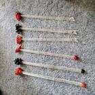 5v Set Of 6 Glass Cocktail Swizzle Stir Sticks Stirrers Drink Barware Bar