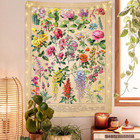 Vintage Flowers Tapestry 48    X 36     Long Vertical Wall Hanging Reference Illustr