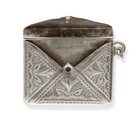 Antique Silver Hand Engraved Stamp Holder Pendant 30x23mm 4 6g
