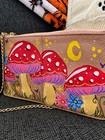 Pink  Leather Mushroom Floral Zip Crossbody Handbag  Adjustable Strap
